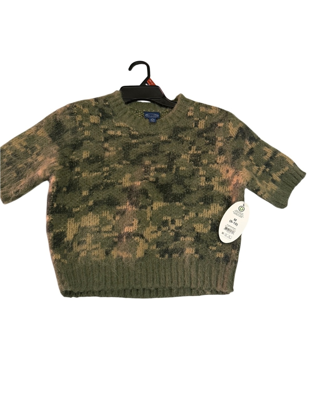 Scoop Women’s Herbal Olive Camo Fluffy Cropped Top